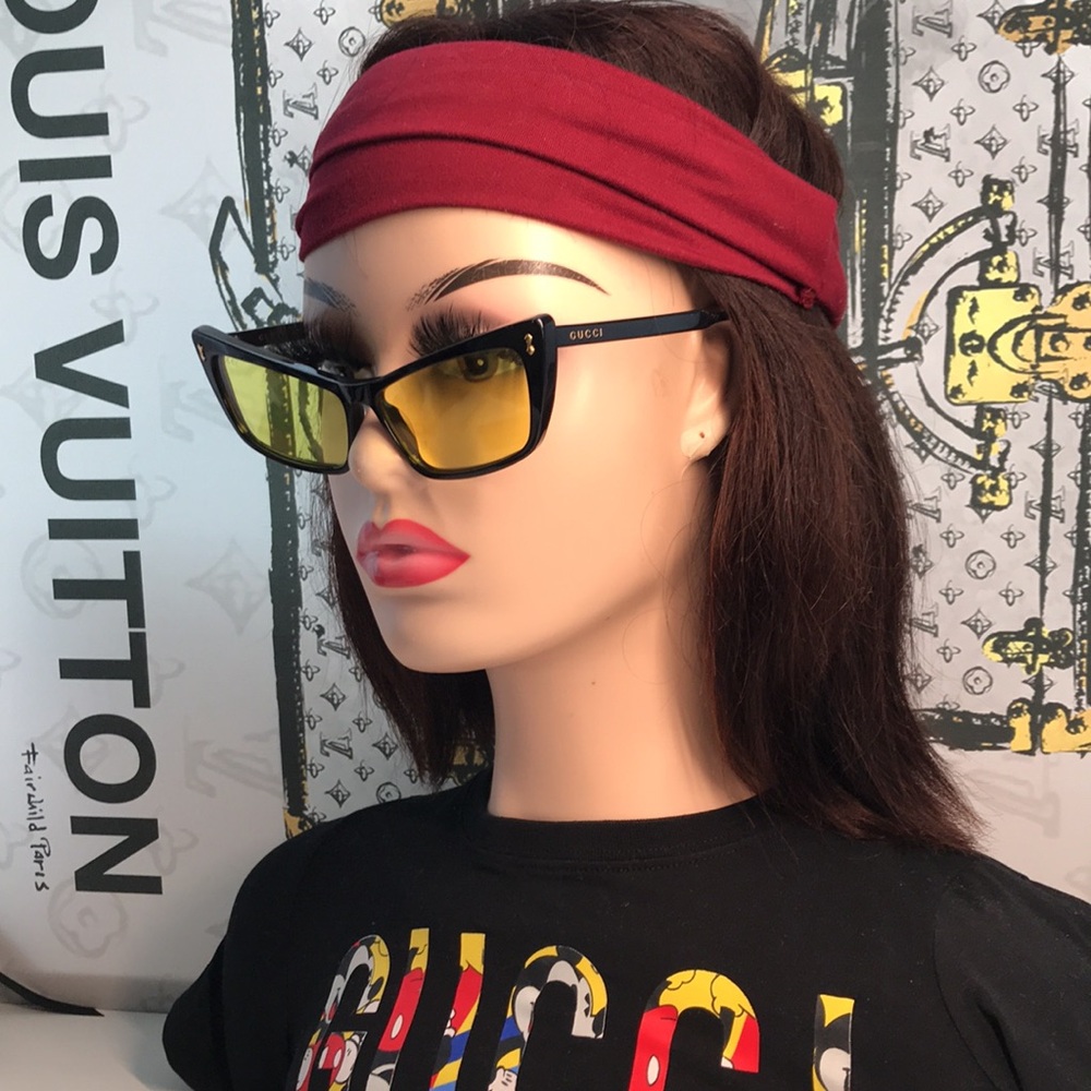 New Authentic Gucci GG626S 002 Sunglasses – Black Frame with Yellow Lenses ✨ - Picture 3 of 16